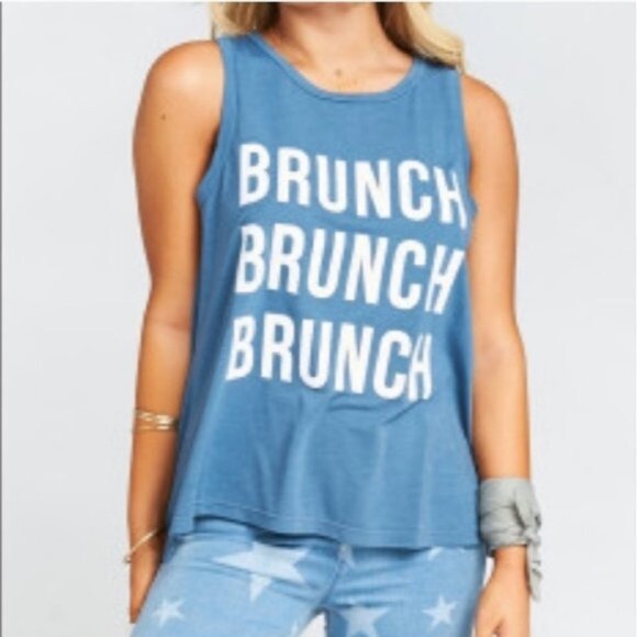 Mumu Mellow BRUNCH Spell out Slouchy Graphic Tee size S - Picture 1 of 10